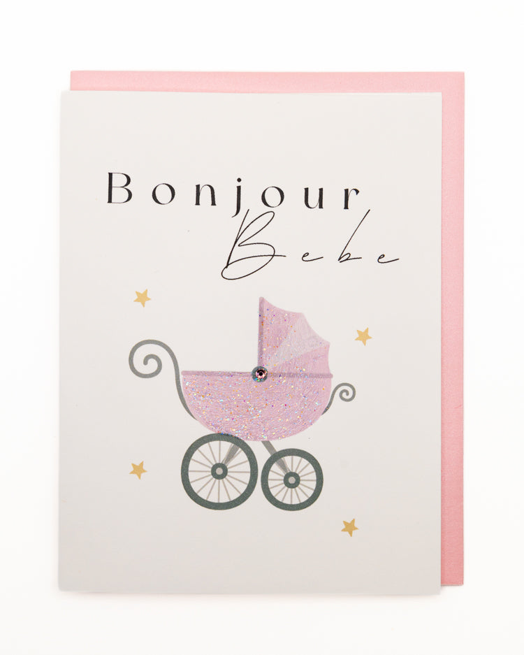 Bonjour Girl Baby Shower Greeting Card