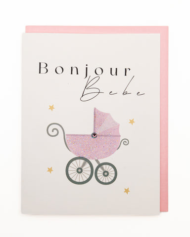 Bonjour Girl Baby Shower Greeting Card