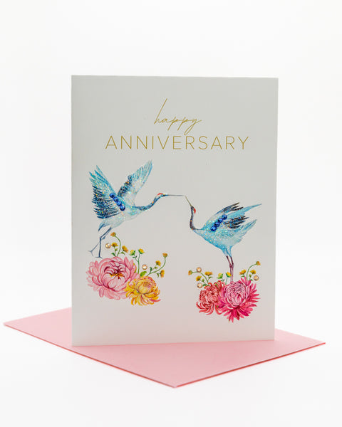 Cranes in Love Anniversary Greeting Card