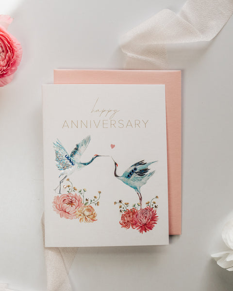 Cranes in Love Anniversary Greeting Card