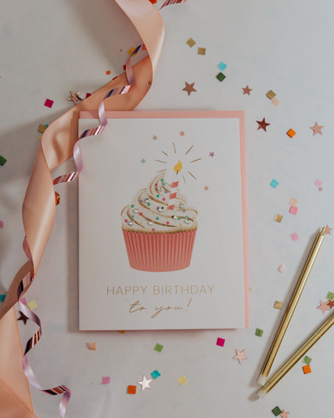 Cupcake Surprise Birthday Greeting Card