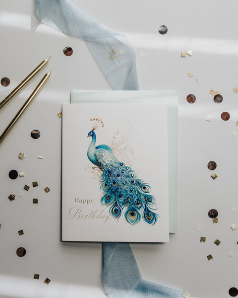 Jewel of the Peacock Birthday Greeting Card