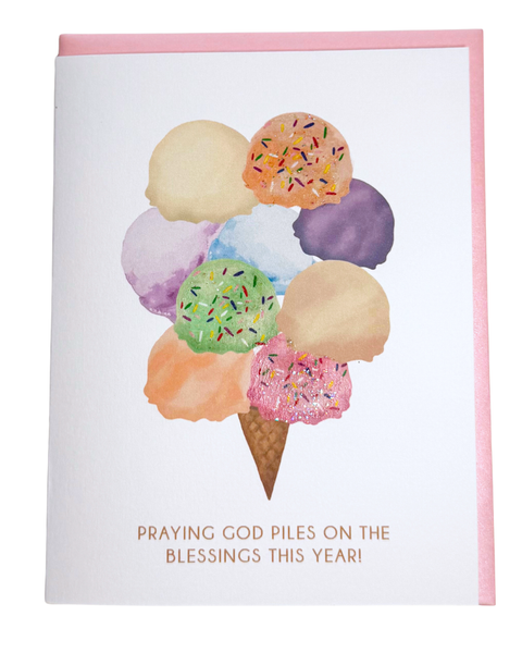 'Piled on Blessings' Ice Cream Birthday Greeting Card