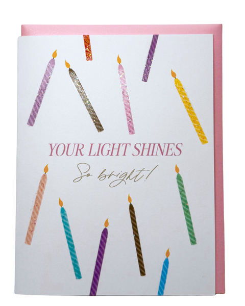 'Shine Bright' Glitter Candle Birthday Greeting Card
